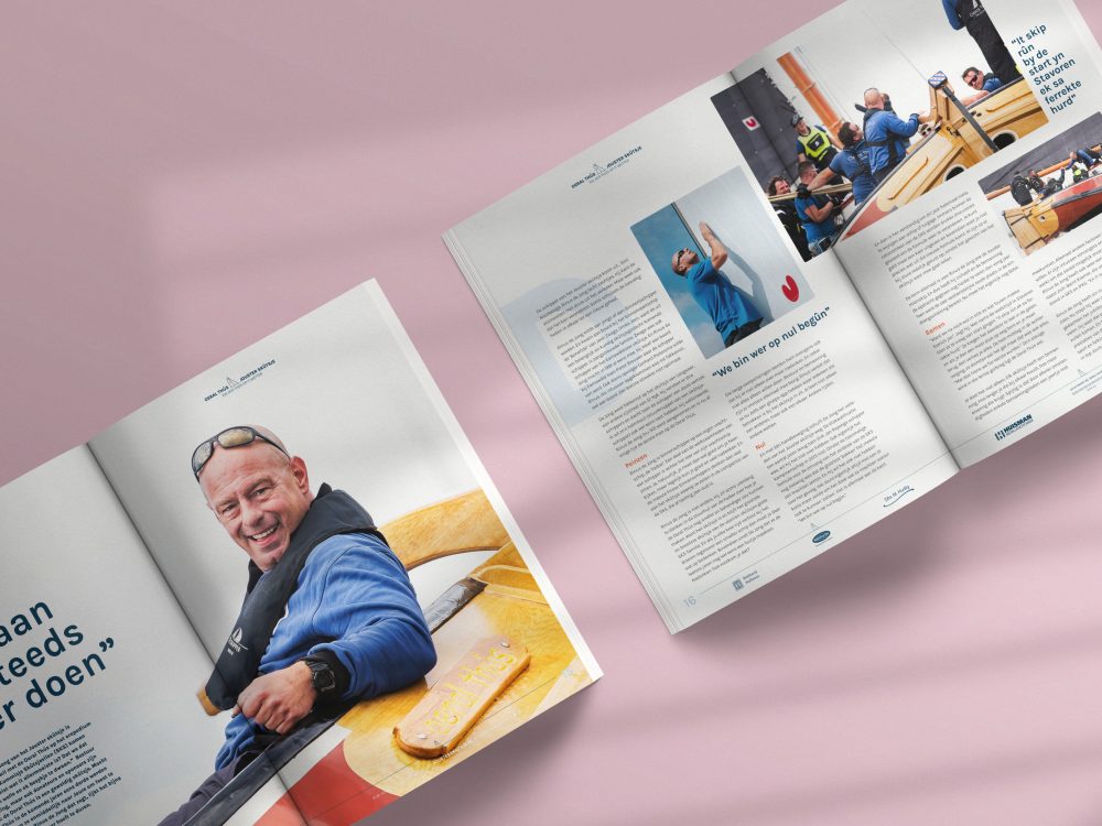 Interview schipper Oeral Thús – Rinus de Jong - vormgeving jubileummagazine
