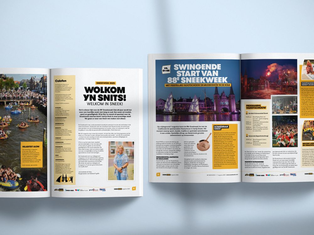 Sneekweek Magazine 2025 – welkom & start Sneekweek – editorial Bliidd